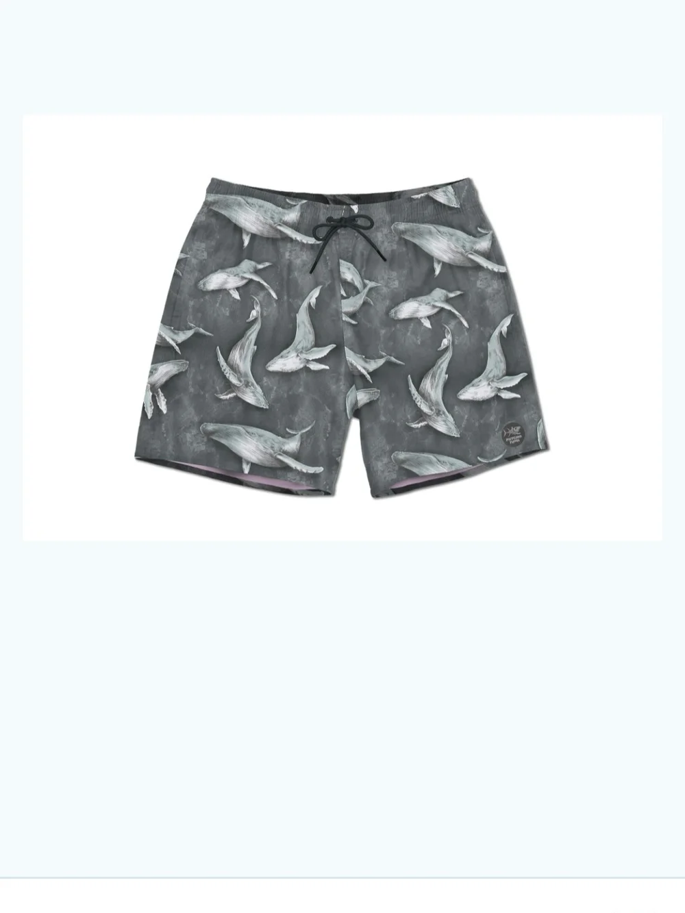 Psycho Tuna Men's Grey Whale Print Swim Shorts Small